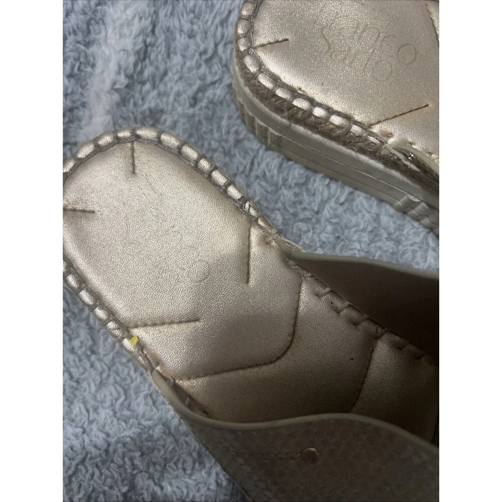 Franco Sarto platform slide on sandals 8.5 Gold Beachy Boho Classic